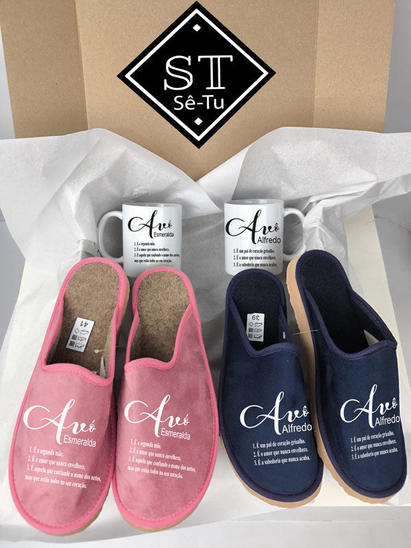 Pack Chinelos + Canecas Avós com nome